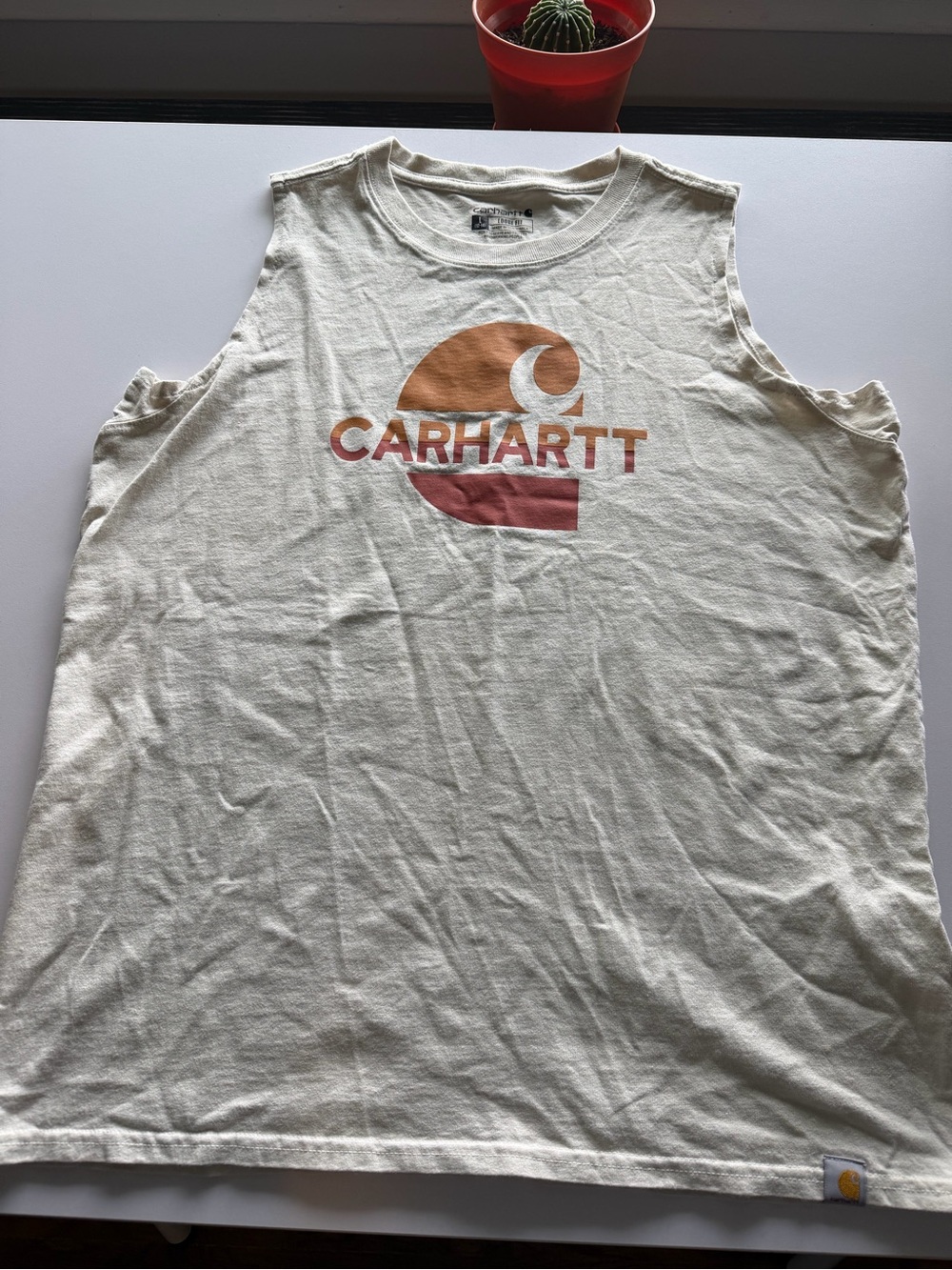 Carhartt Men’s Cream Tank Top with Sunset Logo